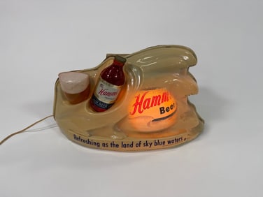 1960s Hamm’sBeer snow-covered motion light up tavern sign.