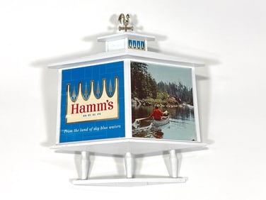 Smaller version 1960s Hamm’s Beer white chalet Tavern placard sign.