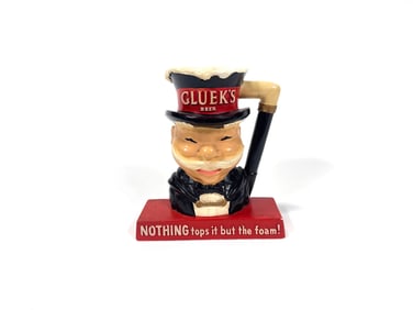 1940s Gluek’s Beer chalkware three-dimensional tavern bar back piece.