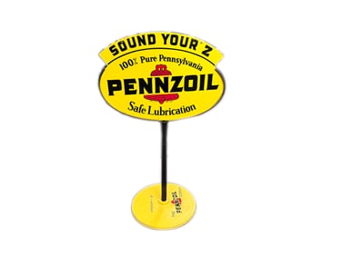 1950s Pennzoil double-sided tin curb sign