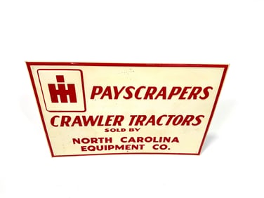 NOS 1950s international harvester crawler tractors single-sided tin sign.