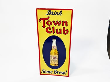 1930s NOS Fitger's Town Club Beer single-sided tin tavern sign.