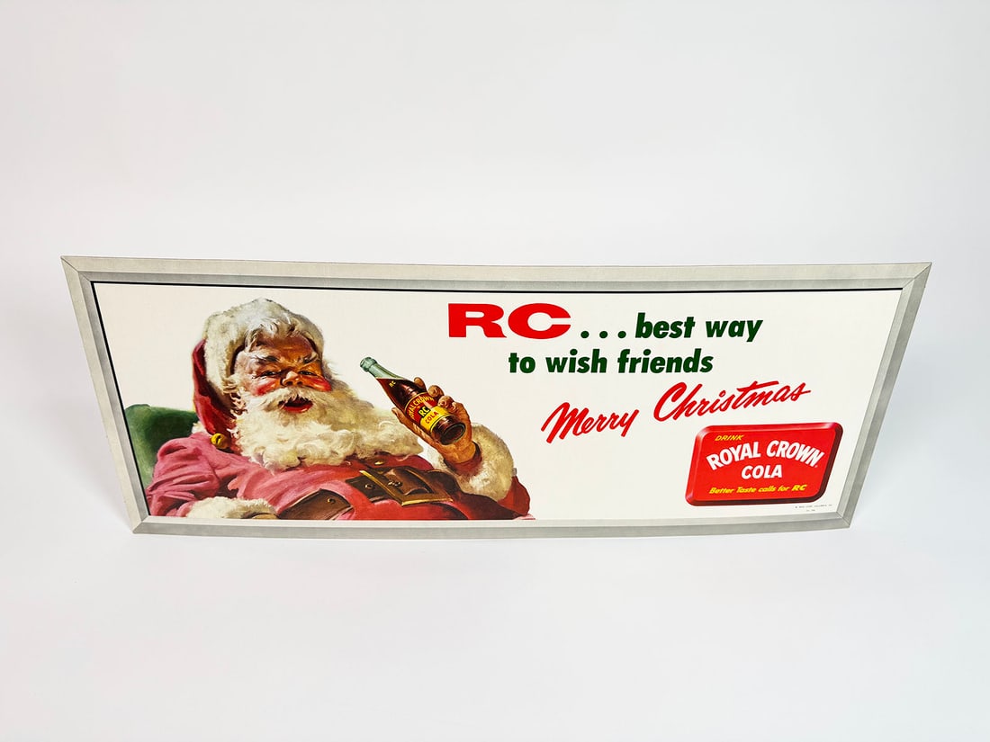 NOS 1950s Royal Crown Cola - Merry Christmas single-sided cardboard trolly sign. (1 of 1)