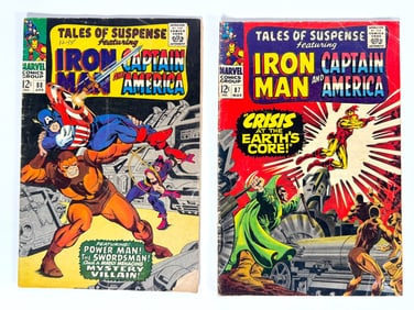 Lot of two 1967 Tales of Suspense featuring Iron Man and Captain America by Marvel.