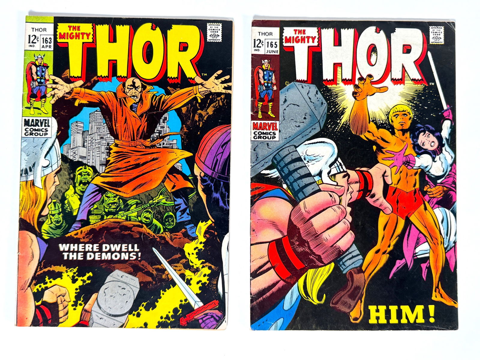 Lot of two 1969 The Mighty Thor comics by Marvel. (1 of 2)