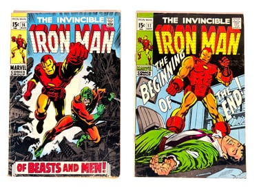 Lot of two 1969 The Invincible Iron Man comics by Marvel.