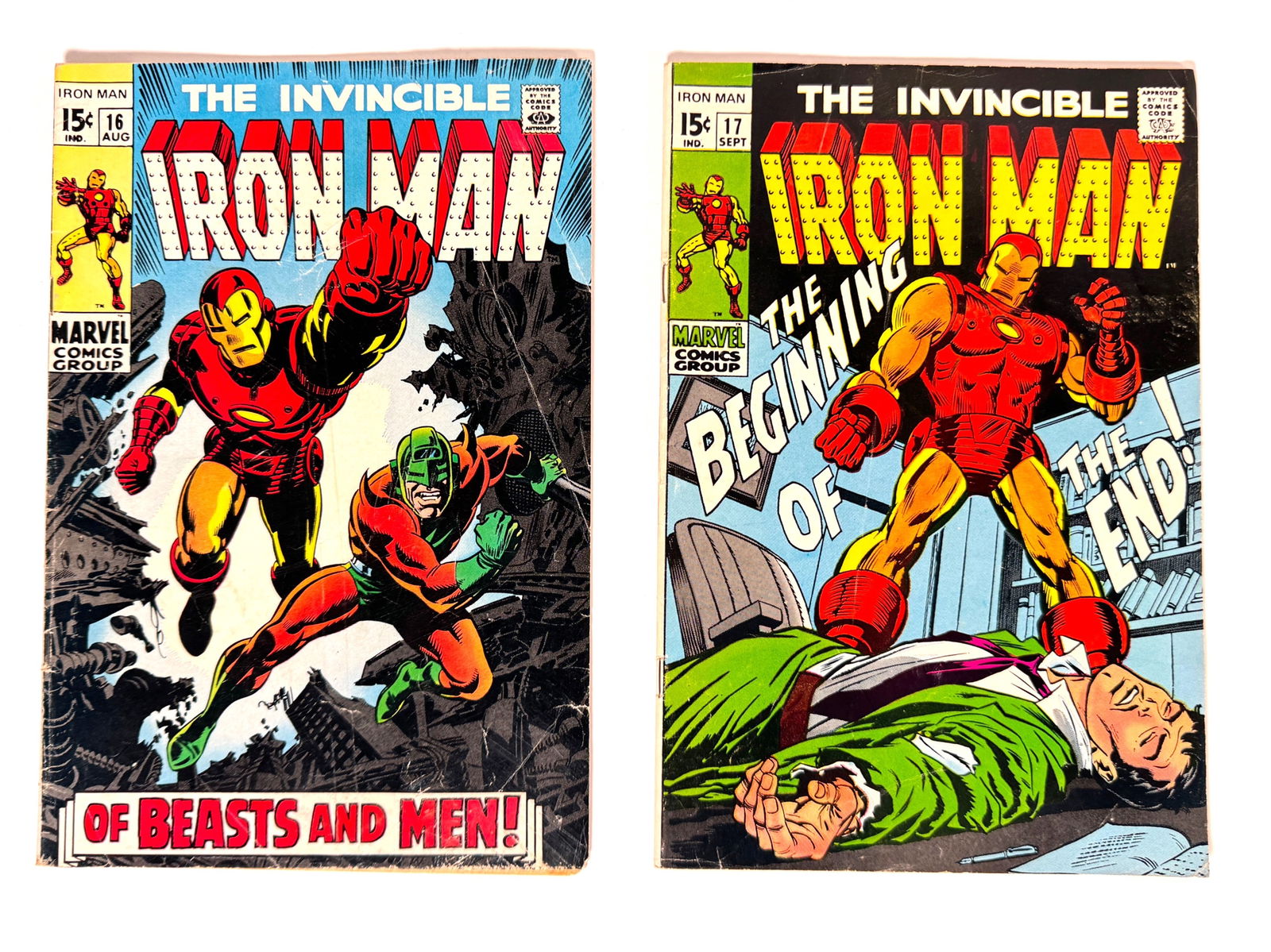Lot of two 1969 The Invincible Iron Man comics by Marvel. (1 of 2)