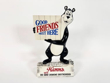 1960s Hamm's Ber three-dimensional bear bar back Good Friends Meet Here statue.
