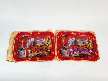 Lot of two NOS late 1950s-early 60s Coca-Cola metal TV trays.