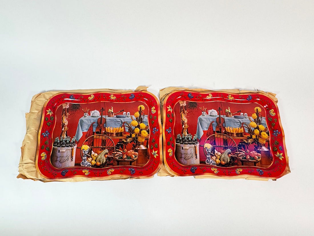 Lot of two NOS late 1950s-early 60s Coca-Cola metal TV trays. (1 of 1)