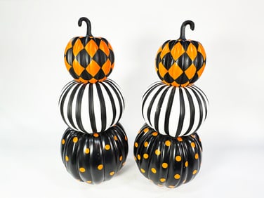 Pair of stylish Grandin Road Pumpkin Topiary.