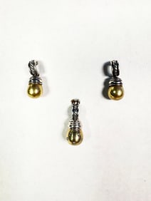 DAVID YURMAN 14K GOLD, SILVER METRO Pendant and DIAMOND DROP EARRINGS in 18k yellow gold and