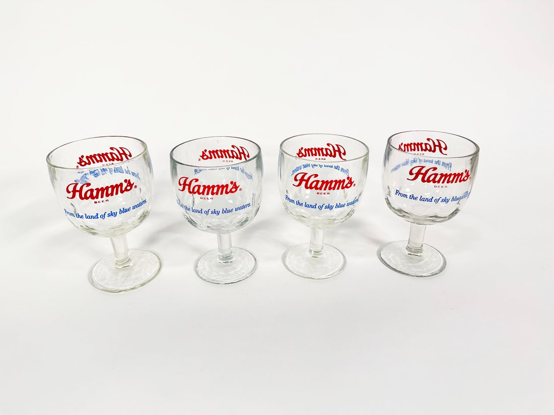 Lot of 4 circa 1950s Hamm's Beer glass tavern mugs. (1 of 1)