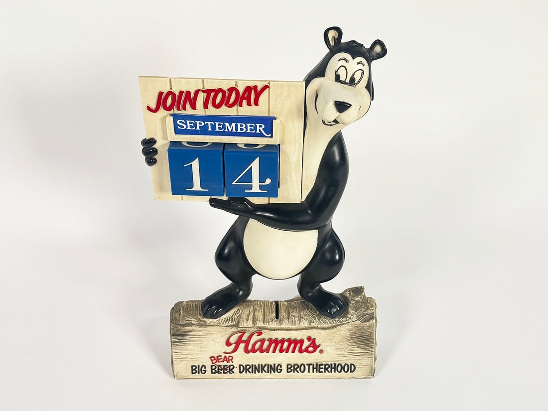 1960s Hamm's Beer three-dimensional bear shaped bar back calendar. (1 of 2)