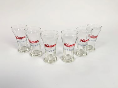 Lot of 6 late 1950s Hamm's Beer glasses.