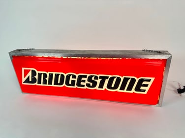 Vintage Bridgestone Tires double-sided light-up dealership sign.