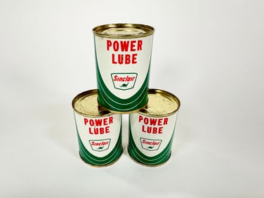 Lot of 3 NOS Sinclair Power Lube 4-ounce tins.
