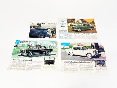 1938 Mercedes Benz full-line brochure and three late 1950s-early 60s Mercedes showroom sales vehicle