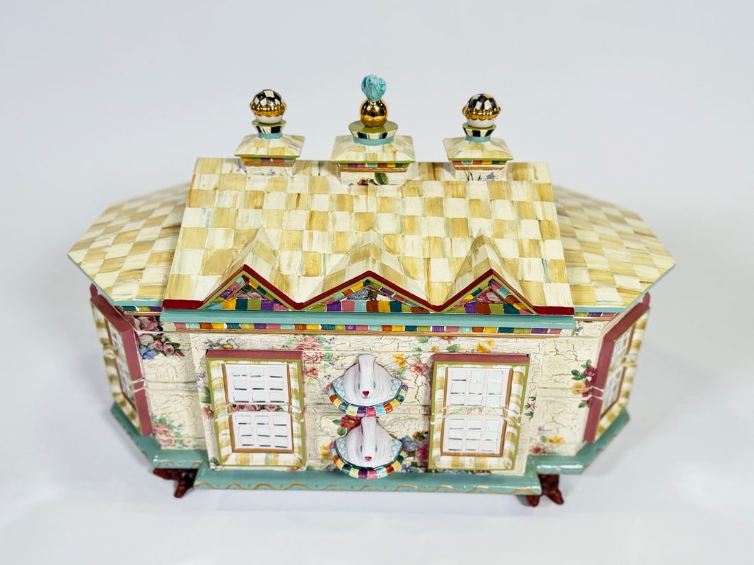 MACKENZIE CHILDS CHICKEN PALACE JEWELRY BOX ~ HAND PAINTED W/ CERAMIC ADORNMENTS INCLUDING, CERAMIC (1 of 7)