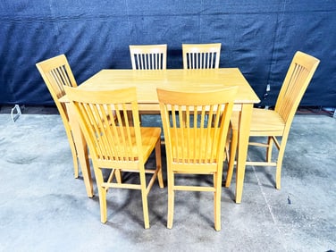 High top café bar height wooden table expandable with concealed leaf.