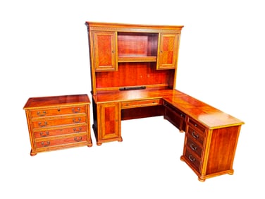 Nice quality L-Shaped Executive wooden desk with 2-drawer wooden file.