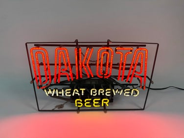 Vintage Dakota Wheat Brewed Beer neon tavern sign.