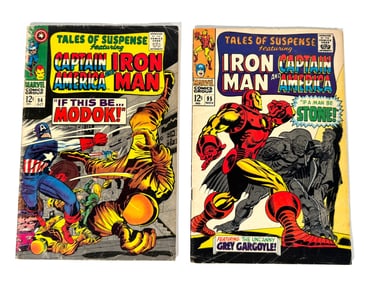 Lot of two 1967 Tales of Suspense featuring Iron Man and Captain American comics by Marvel.