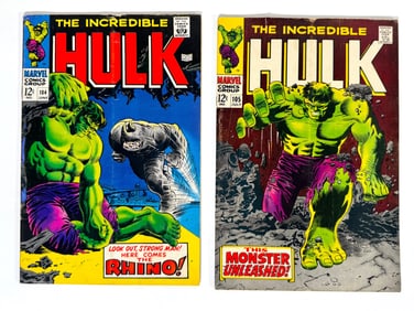 Lot of two 1968 The Incredible Hulk comics by Marvel.