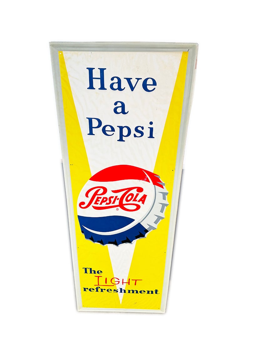 NOS late 1950s Have A Pepsi vertical tin soda sign. (1 of 1)