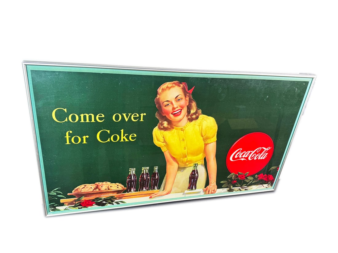 Beautiful 1947 Come over for Coke single-sided cardboard sign. (1 of 2)