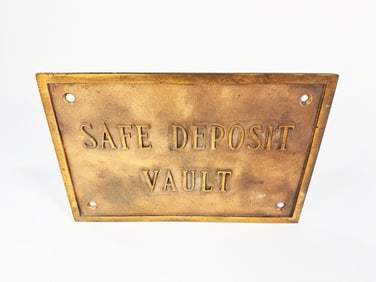 Circa 1910-20s Safe Deposit Vault cast metal sign.