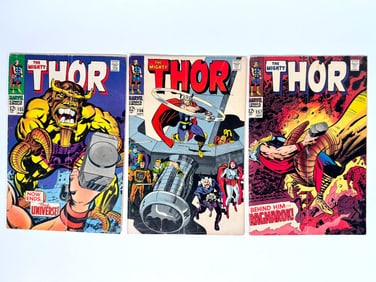 Lot of three 1968 The Mighty Thor comics by Marvel.