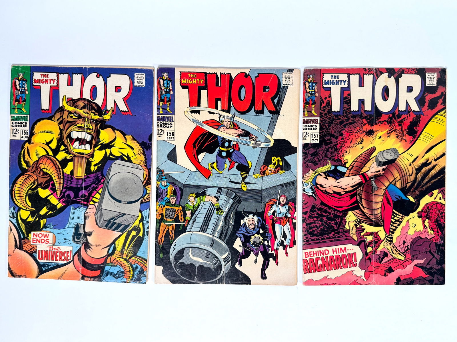 Lot of three 1968 The Mighty Thor comics by Marvel. (1 of 2)