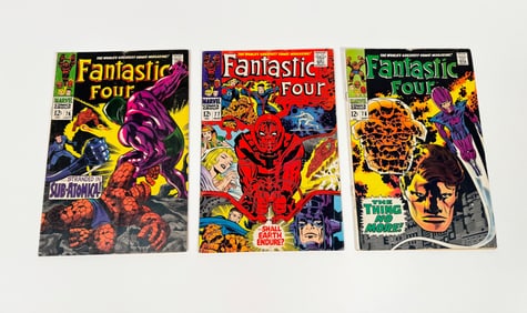 Lot of three 1968 Fantastic Four comics by Marvel.