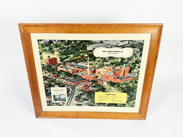 Rare 1930s-40sTheo Hamm Brewing Company factory celluloid print framed tavern sign.