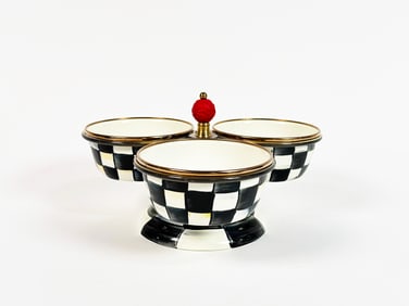 Scarce MacKenzie-Childs Courtly Check hand-painted Triplicity.