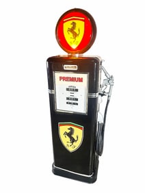 1957 Bowser service department gas pump restored in Ferrari regalia.