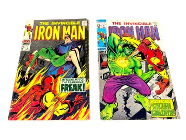 Lot of two 1968/1969 The Invincible Iron Man comics by Marvel.