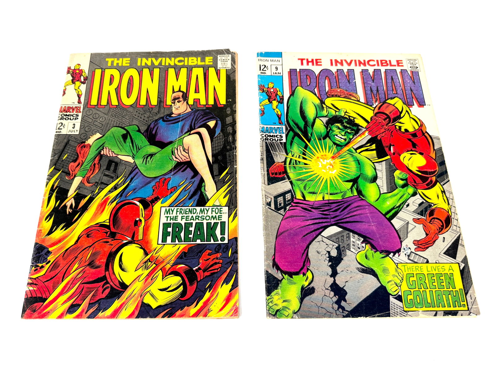 Lot of two 1968/1969 The Invincible Iron Man comics by Marvel. (1 of 2)