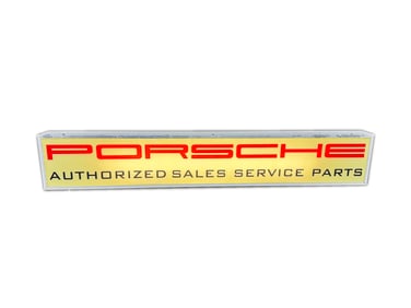 Porsche Authorized Sales- Service- Parts single-sided light-up dealership sign.