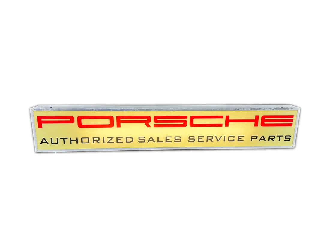 Porsche Authorized Sales- Service- Parts single-sided light-up dealership sign. (1 of 1)