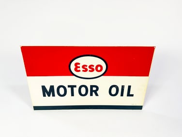 NOS 1940s Esso Motor Oil double-sided tin garage sign.