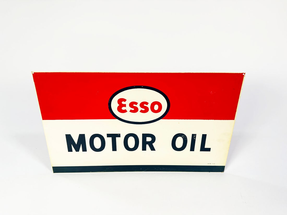 NOS 1940s Esso Motor Oil double-sided tin garage sign. (1 of 2)