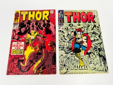 Lot of two 1968 The Mighty Thor comics by Marvel.