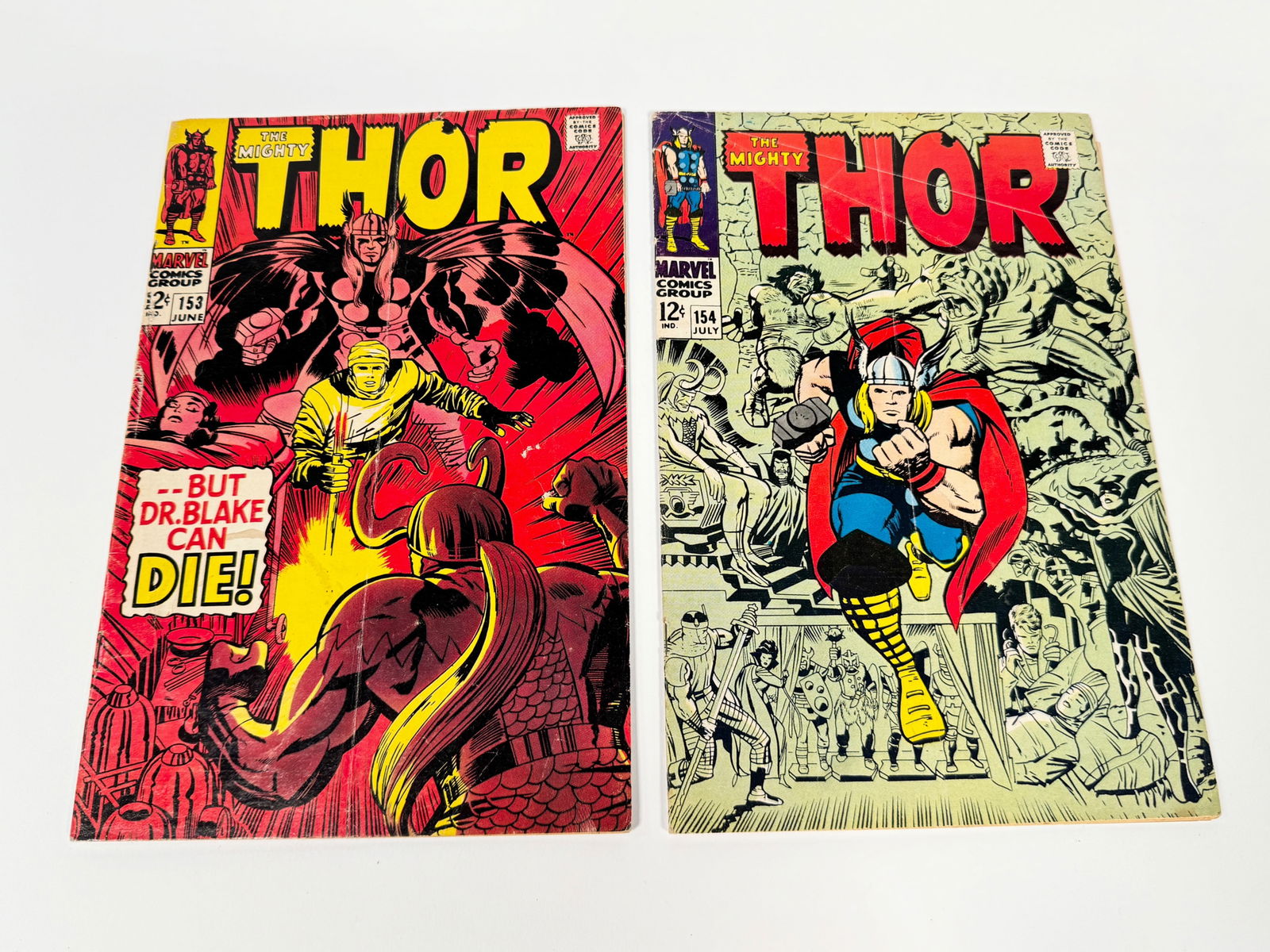 Lot of two 1968 The Mighty Thor comics by Marvel. (1 of 2)
