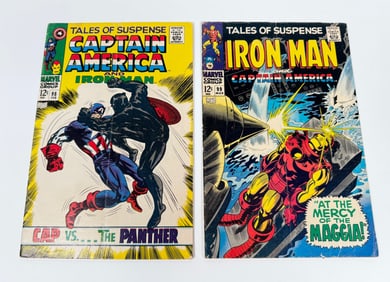 Lot of two 1968 Tales of Suspense featuring Iron Man and Captain America by Marvel.
