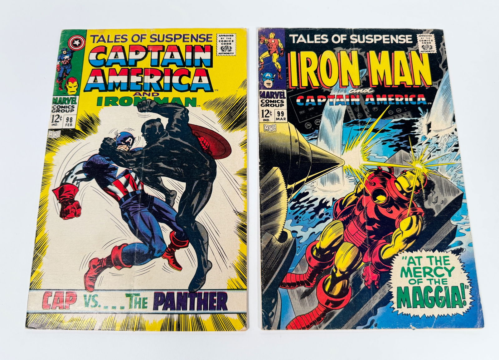 Lot of two 1968 Tales of Suspense featuring Iron Man and Captain America by Marvel. (1 of 2)