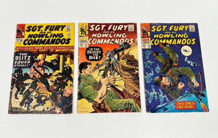 Lot of three 1965/66 Sgt. Fury and His Howling Commandos comics by Marvel.