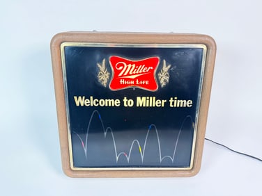 Miller High Life Welcome to Miller Time animated light-up tavern sign.