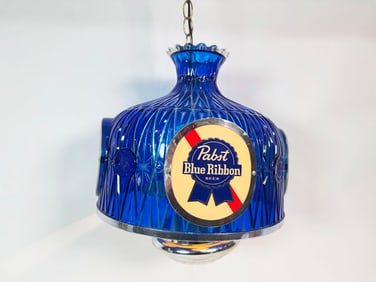 Vintage late 1960s-early 70s Pabst Blue Ribbon Beer lighted tavern hanging lamp.